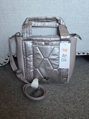 lug Metallic Pewter Quilted Crossbody Bag